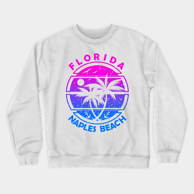 Naples Beach Florida, Tropical Palm Trees, Ship Anchor - Summer Crewneck Sweatshirt by Jahmar Anderson